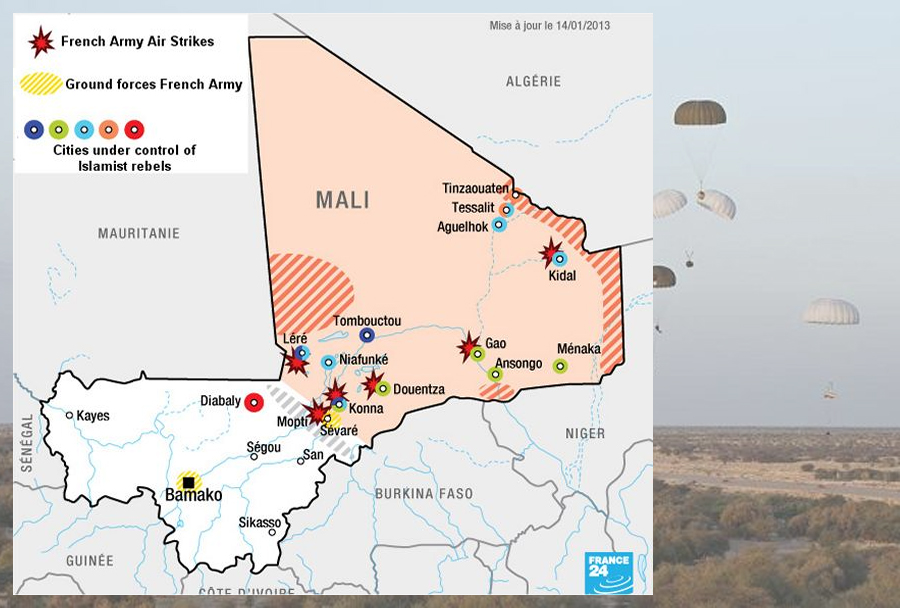Operacija serval V Maliju - zemljevid