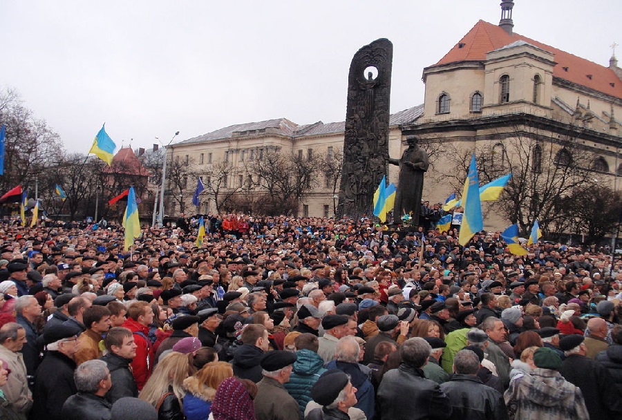 Protesti v Lvivu v Ukrajini
