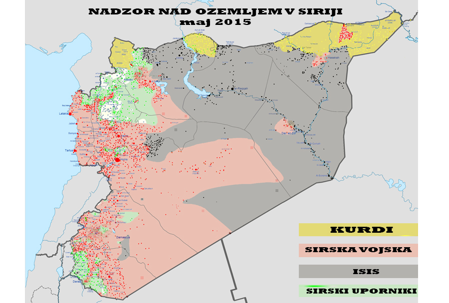 zemljevid Sirija, maj 2015