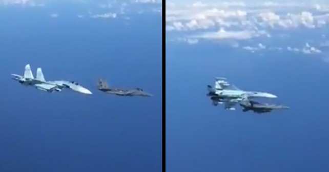 Nevarno srečanje ruskega lovca Su-27 in ameriškega F-15 nad Baltikom