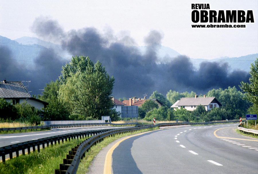 Vojna za Slovenijo: požar, Vrhnika 2. julij 1991
