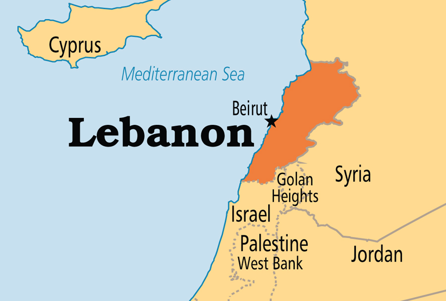 Libanon - zemljevid